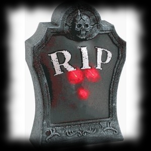 Deluxe Moving RIP Grave Marker Push Out Red LED Eyes