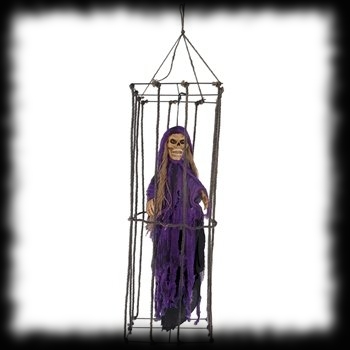 Caged Skeleton Haunted House Decoration Idea