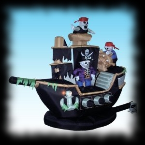 7 Foot Tall Airblown Inflatable Pirate Ship Halloween Yard Display