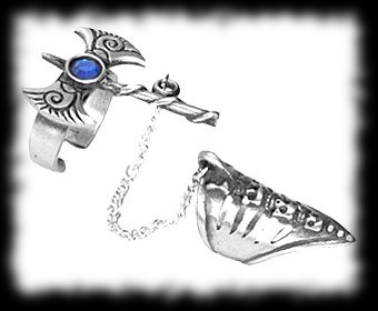 Vampire Slayer Ring Battle Axe Chain Dual Ring