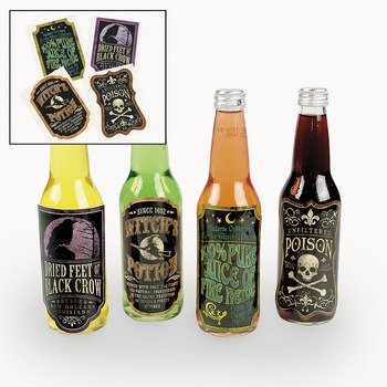 Beer and Soda Bottle Spooky Halloween Lables Idea