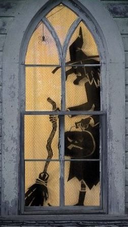 Halloween Witches Window Silhouette Decoration Idea
