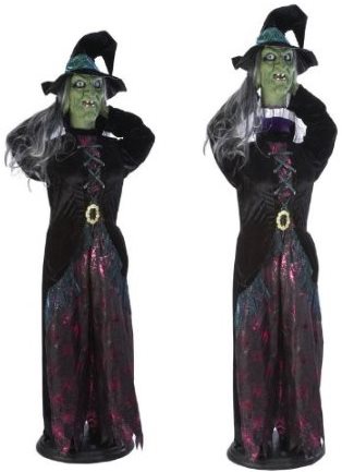 Life Size Head Raising Animated Witch Halloween Decoration 