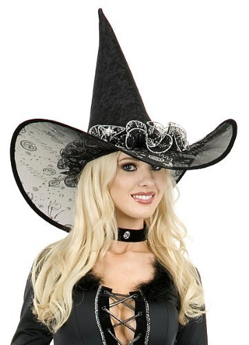Black and Silver Deluxe Witches Halloween Hat Idea