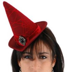 Mini Red Women's Witch Hat Halloween Costume Accessory
