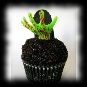 Party Ideas for Halloween Zombie Hand Cupcake Picks