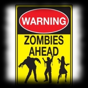 Warning Zombies Ahead Halloween Party Sign Decor